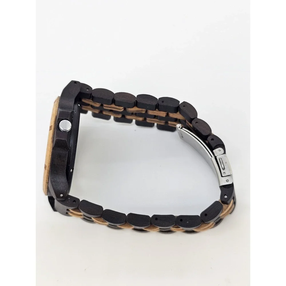 Men's Analog Wood Watch 46MM Dark Brown Bracelet Band 8